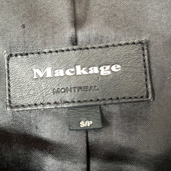 Mackage black leather and wool belted pea coat small - Picture 3 of 4
